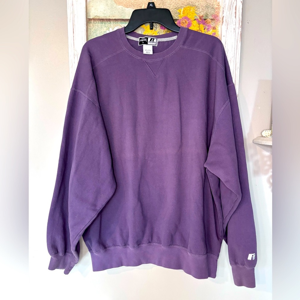 Vtg 90s Rare Russell Athletic Blank Crewneck Sweatshirt Sz XL Purple